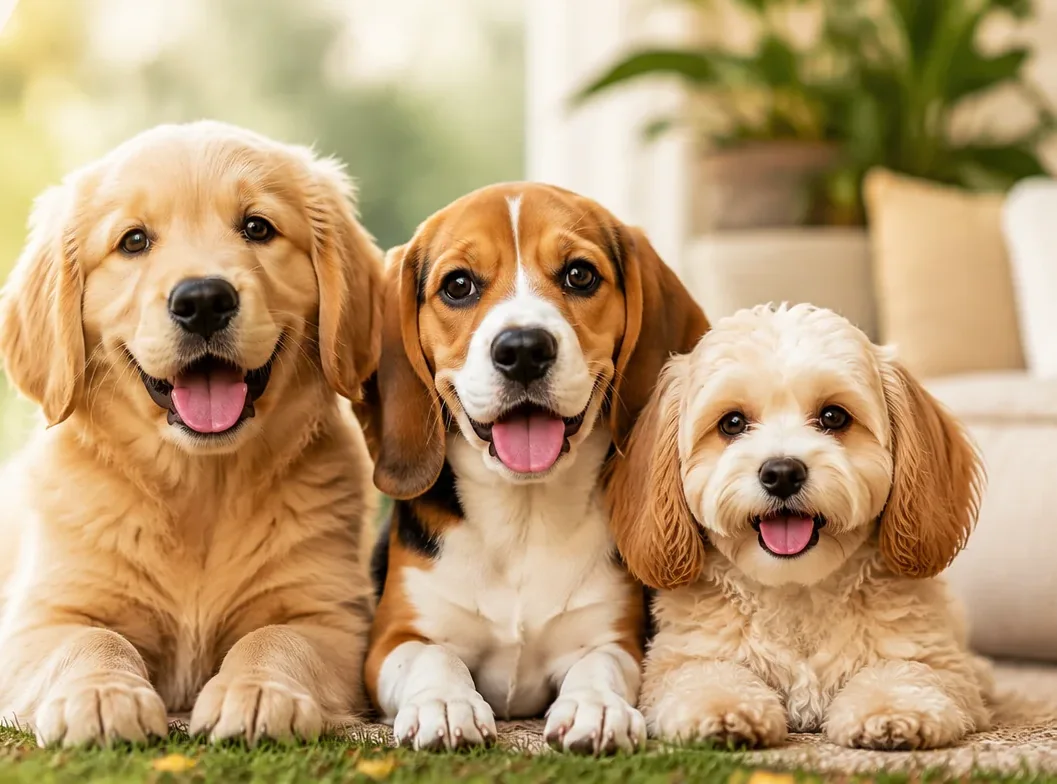 Three young dogs waiting to meet you